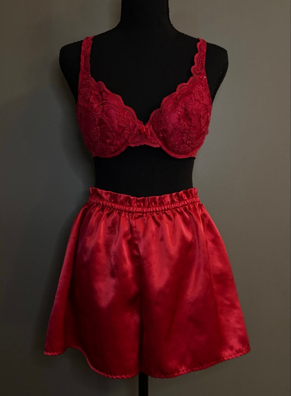 Vintage 80s Victoria’s Secret Gold Label Red Satin Shorts